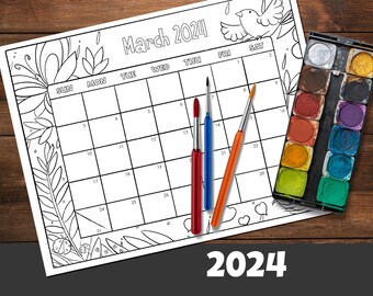 Coloring Calendar  2024 | Printable Activity Calendar for Kids