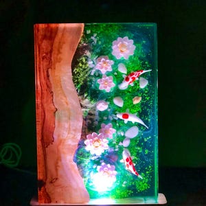 Resin Koi Fish Lamp,Koi Fish Decor,Resin Night Light,Miniature Resin Fish,Custom Epoxy Resin Lamp,Custom Night Light image 3