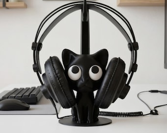 Joli support pour casque d'écoute de chat, support pour casque d'écoute, décoration de bureau, cadeau pour amoureux des chats