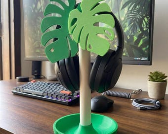 Monstera Headphone Stand,Gaming accessories,Cozy desk setup,Plant lover gift