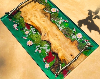 Personalized River Koi Fish Tray,Wood And Resin Art,Serving Board,Koi Pond Tray,Koi fish Tray,Housewarming Gift