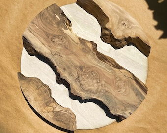 Tablones de madera de café natural, tablones de madera redondos, piezas con borde natural, suministros para arte con resina.