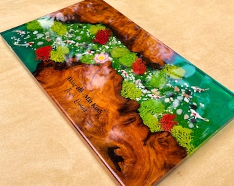 Personalized River Koi Fish Wine Tray,Resin Wood Serving Tray,Koi Pond Tray,Housewarming Gift,Christmas Gift,Custom Anniversary Gift