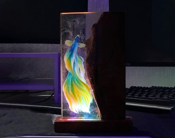 3D Painting Koi Fish Lamp,Custom Koi Fish Resin Lamp,koi fish resin art,koi fish lamp,resin art lamp,3d resin art,resin lamp wood,best gift