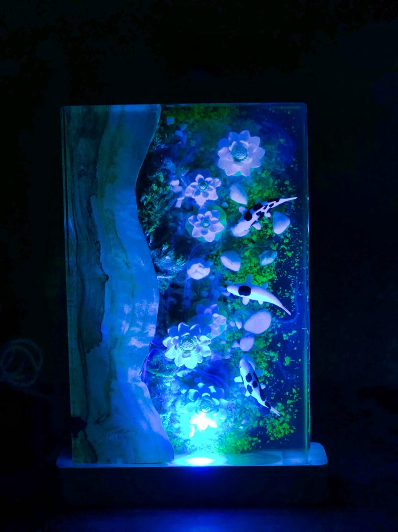Resin Koi Fish Lamp,Koi Fish Decor,Resin Night Light,Miniature Resin Fish,Custom Epoxy Resin Lamp,Custom Night Light image 6