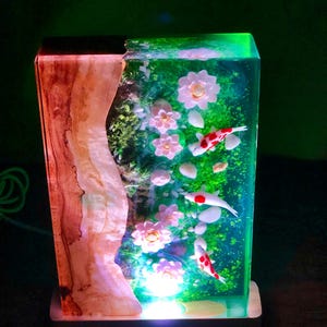 Resin Koi Fish Lamp,Koi Fish Decor,Resin Night Light,Miniature Resin Fish,Custom Epoxy Resin Lamp,Custom Night Light image 4