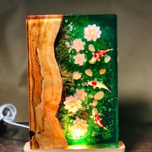 Resin Koi Fish Lamp,Koi Fish Decor,Resin Night Light,Miniature Resin Fish,Custom Epoxy Resin Lamp,Custom Night Light image 7