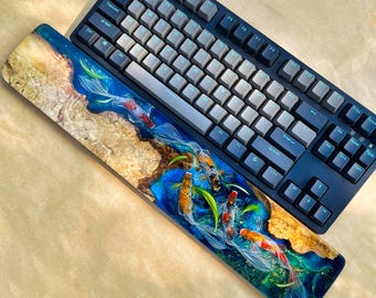 100% Keyboard Wrist Rest,3D Hand Painting Fish Wrist Rest,3d Fish Wrist Rest,Koi Fish Art,Best Gift For Him,Unique Gift