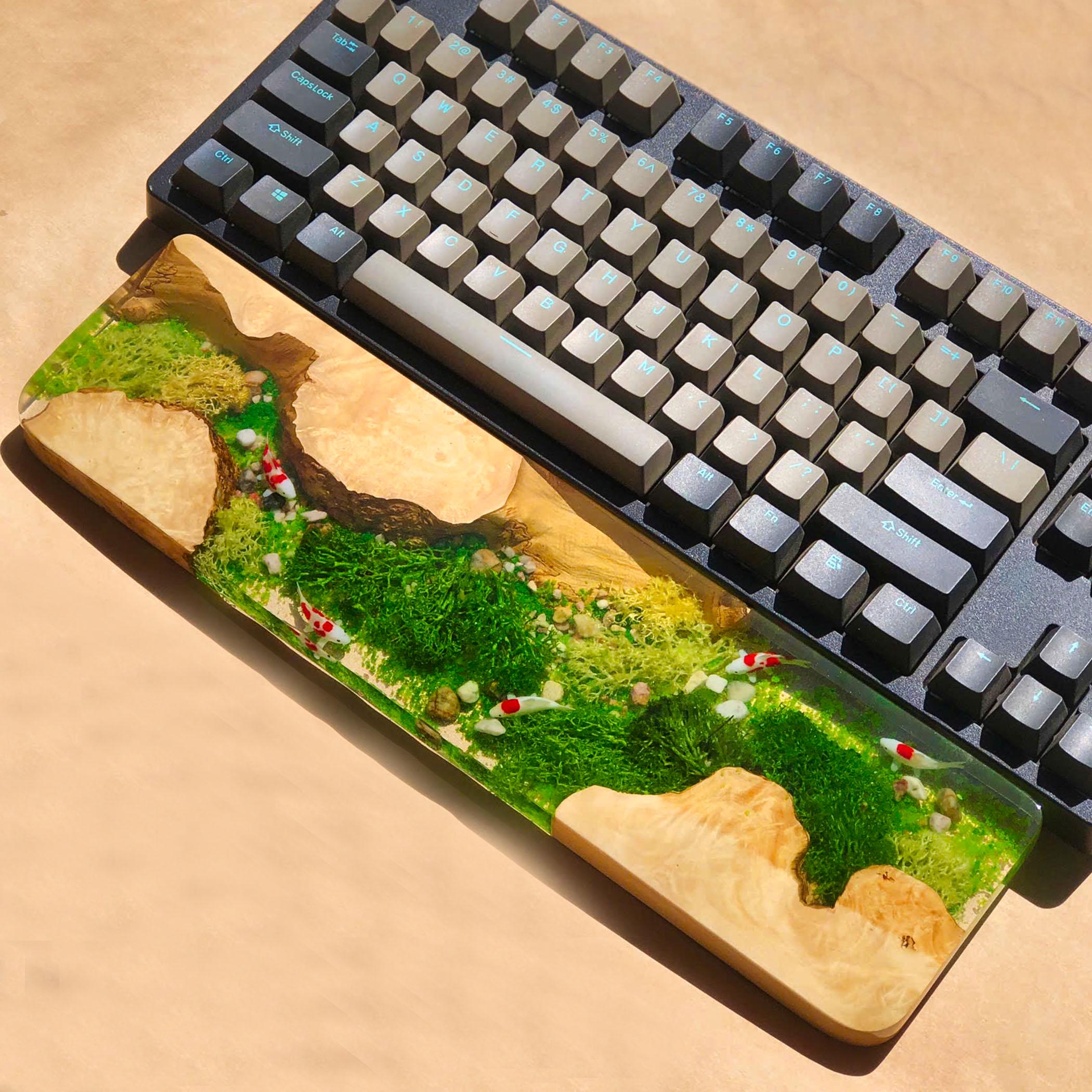 River Koi Fish Wrist Rest,Koi Pond Wrist Rest,Wood Resin Wrist Rest,Japanese Koi Fish,Keyboard Rest,Keyboard accessories,Resin Gift