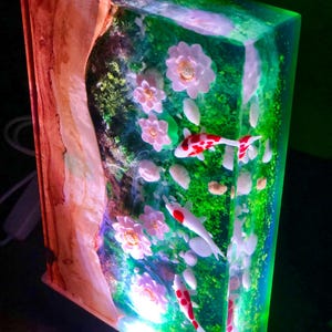 Resin Koi Fish Lamp,Koi Fish Decor,Resin Night Light,Miniature Resin Fish,Custom Epoxy Resin Lamp,Custom Night Light image 5