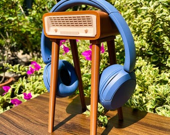3D Print Retro Headphone Stand,Retro Headphones Holder,Cute Desk Space,Flower Gaming Decor, Cozy Desk Setup