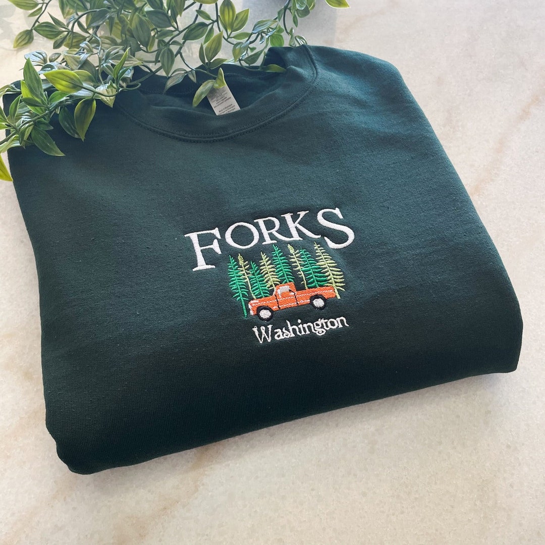 Forks Washington Embroidered Sweatshirt, Embroidered Forks Washington