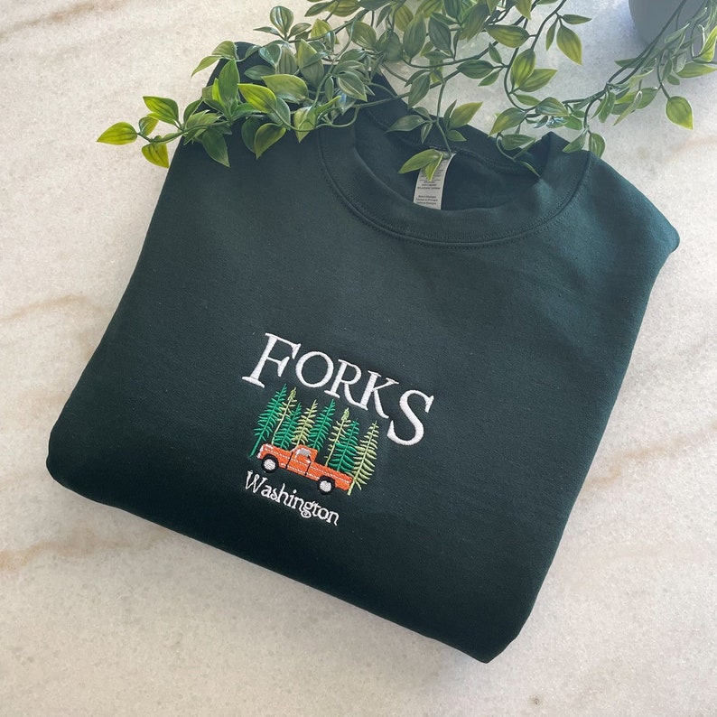Forks Washington Embroidered Sweatshirt, Embroidered Forks Washington