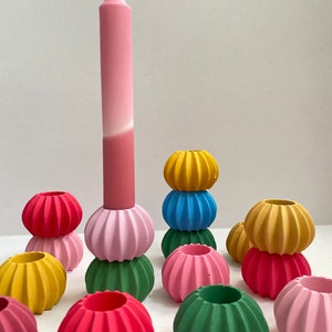 Stack Up Candle Holder, Urchin Candle Stand, Colourful Dinner Decor, Summer Tableware, Colour Block Stackable Candlestand