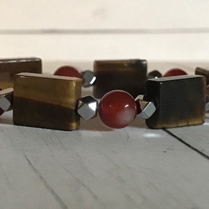 Ground Me - Bracelet w/ Square Tigers Eye, Carnelian, & Hematite Bracelet