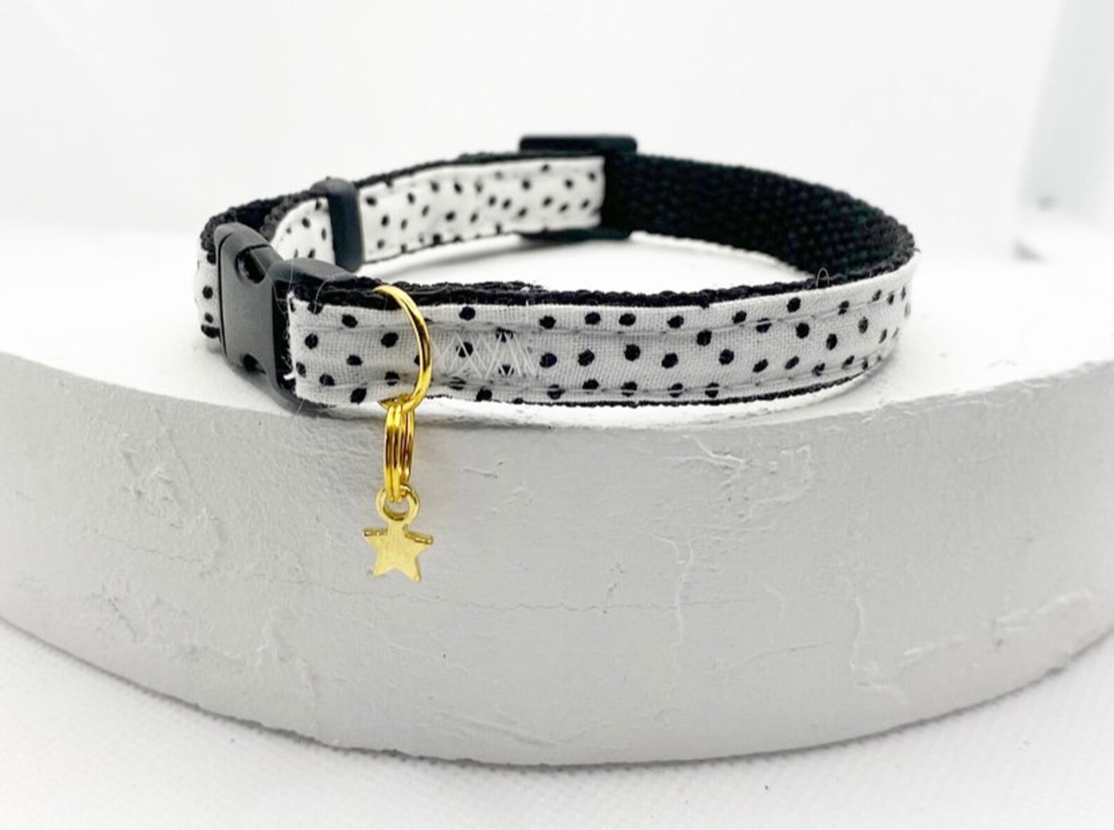 Cat Collar Breakaway Collar White PolkaDot Cat Collar Etsy