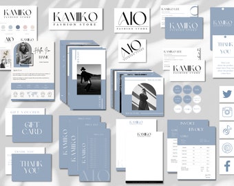 KAMIKO Large Branding Kit 50+ Templates, Large Business Kit, Logo, Cards, Social Media, DIY Fully Customizable Editable Printable Collection