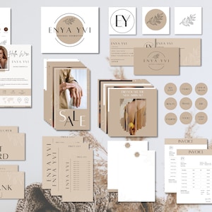 ENYA Large Branding Kit 50+ Templates, Large Business Kit, Logo, Cards, Social Media, DIY Fully Customizable Editable Printable Collection