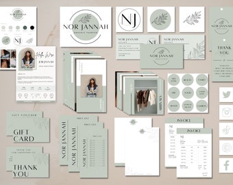 JANNAH Large Branding Kit 50+ Templates, Large Business Kit, Logo, Cards, Social Media, DIY Fully Customizable Editable Printable Collection