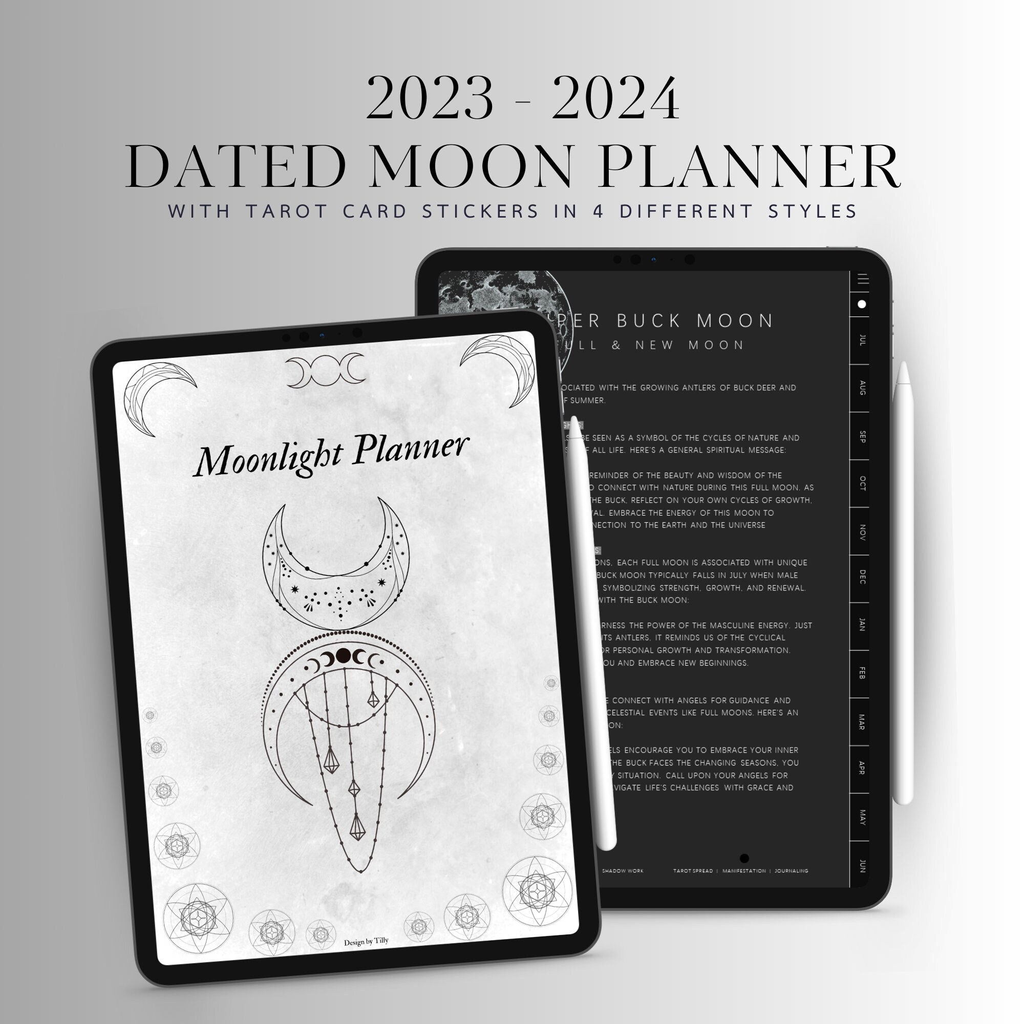 Moon Cycle & Moon Ritual Journal Digital, Moon Calendar 2023-2024, Dark  Mode, New and Full Moon Ritual, Witchy Planner, Baby Witch