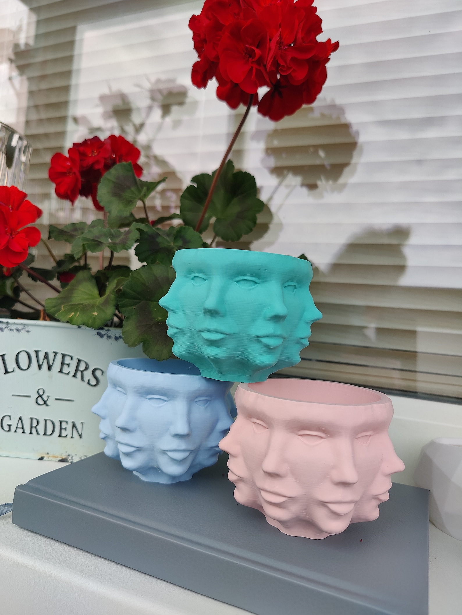3D Printed Face Vase / Planter / Face Pot / Multi Face Vase/ Etsy