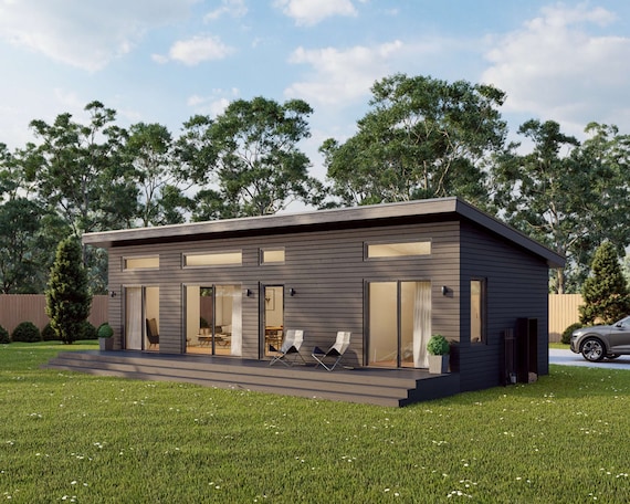 Modern Cabin House, 16’ x 40’, 640 Sq Ft, Tiny House, Architectural Plans, Blueprint