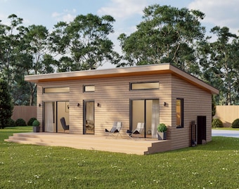 Modern Cabin House, 16’ x 32’, 512 Sq Ft, Tiny House, Architectural Plans, Blueprint