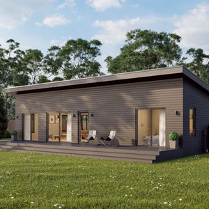 Modern huthuis, 20 'x 44', 880 vierkante voet, Tiny House, architectonische plannen, blauwdruk