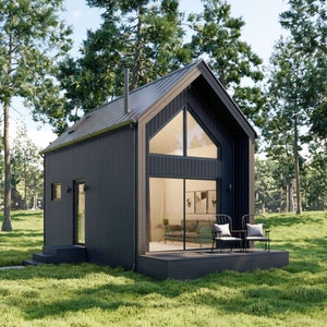 Modern huthuis, 12 'x 20', 240 vierkante voet, Tiny House, architectonische plannen, blauwdruk