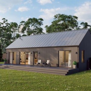 Modern huthuis, 20 'x 44', 880 vierkante voet, Tiny House, architectonische plannen, blauwdruk