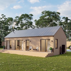 Maison de cabine moderne, 16 'x 40', 640 pieds carrés, petite maison, plans architecturaux, plan directeur