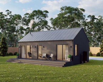 Modern Cabin House, 16’ x 32’, 512 Sq Ft, Tiny House, Architectural Plans, Blueprint