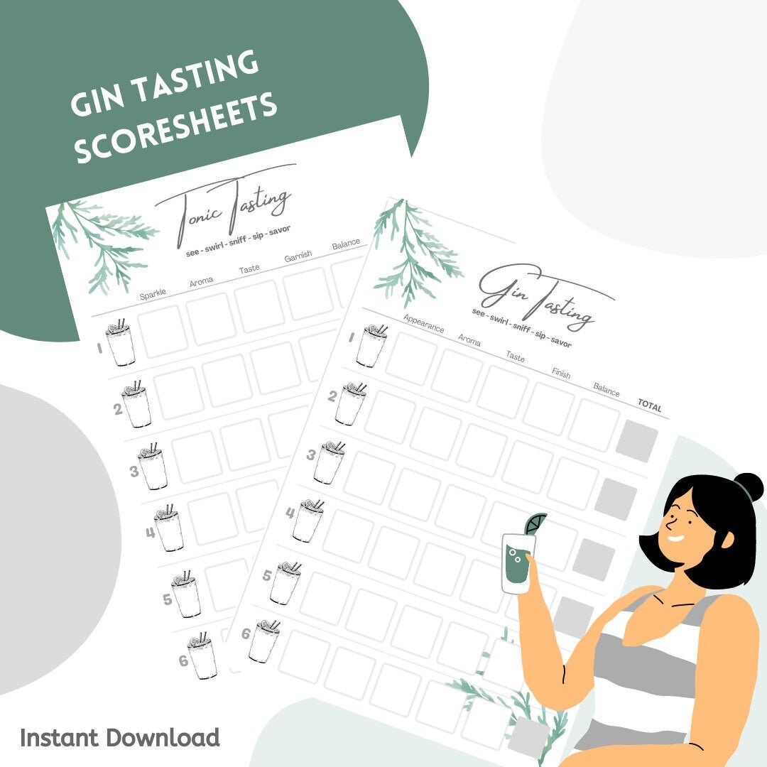 Gin Tasting Scorecards and Tasting Wheel Reference Guide Etsy France