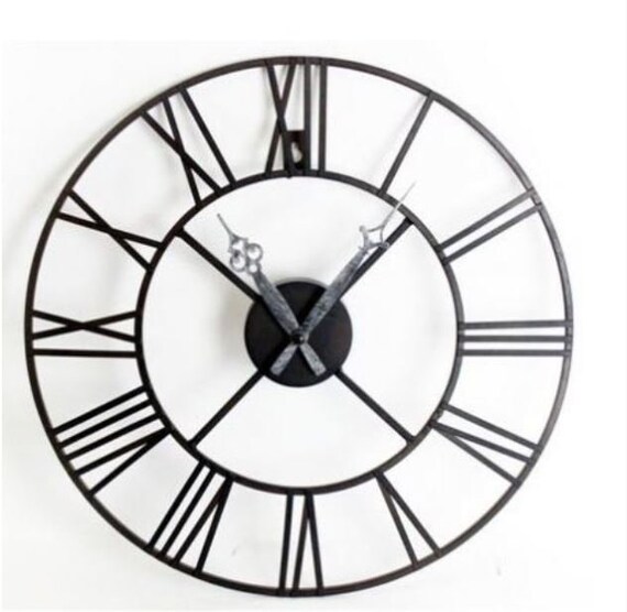 Black Roman Numeral Clock Etsy