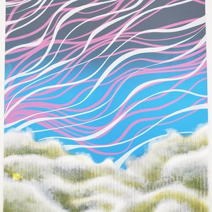 My Only Sunshine - 14&quot;x20&quot; screen printed poster abstract clouds sky nature calm scenic line art silkscreen print
