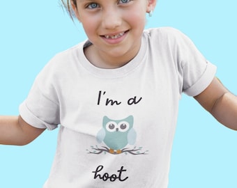Kids owl t-shirt, I'm a hoot kids t-shirt, Owl t-shirt, Cute owl shirt, Girls animal lover t-shirt, Boys owl tee, stocking filler for her