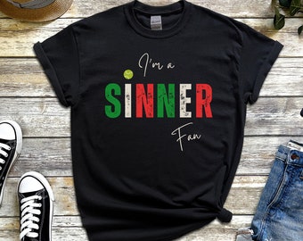 T-shirt Jannick Sinner, maglietta fan Sinner, Australian Open 2024, maglietta campione italiano di tennis, maglietta da tennis italiana, sono un peccatore, regalo di tennis