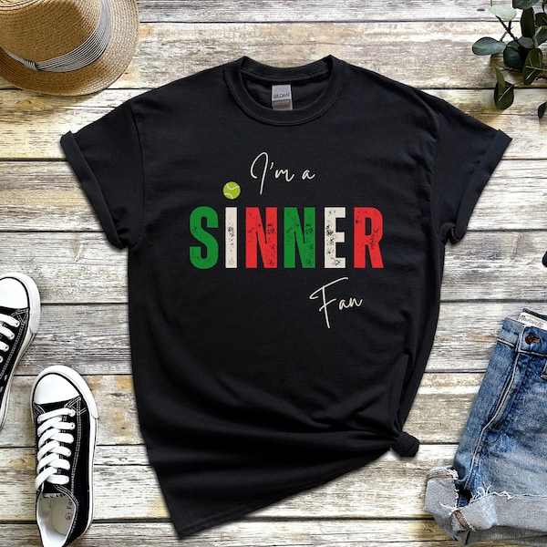 Jannick Sinner T-Shirt, Sinner Fan Shirt, Australian Open 2024, Italienischer Tennis Meister Shirt, Italien Tennis Shirt, ich bin ein Sünder, Tennis Geschenk
