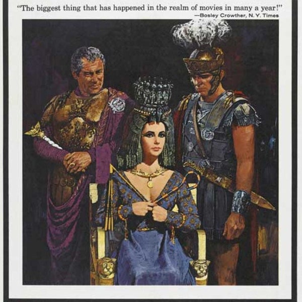 Cleopatra With Elizabeth Taylor and Richard Burton.Printed on Card Stock Paper.Framed With a 11x17 Black Wood Frame Also Available Unframed.