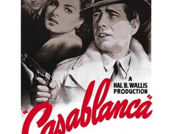 Casablanca 11x17 Movie Poster. Printed on  Heavy Card Stock Paper.Poster is Framed With a 11x17 Black Wood Frame Also Available Unframed.