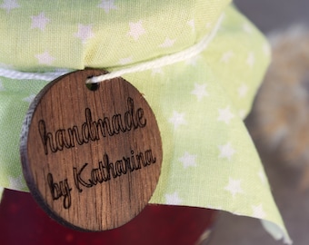 Pendentif en bois personnalisé, étiquette cadeau, fait main par, fait main