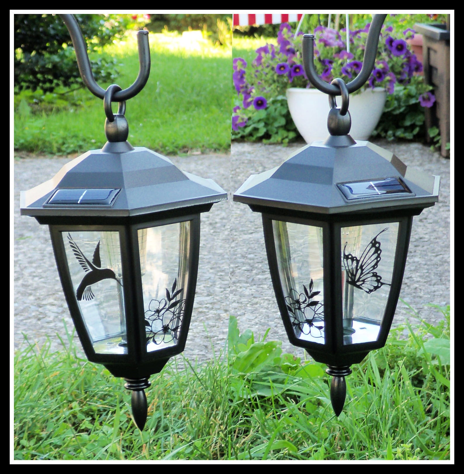 Outdoor Solar Lantern W/ Shepherd Hook Butterfly or Etsy UK