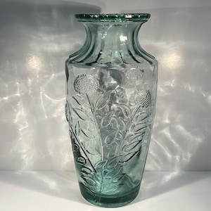 French Artisan Crafted Old Glass Flower Vase - Height: 13”.