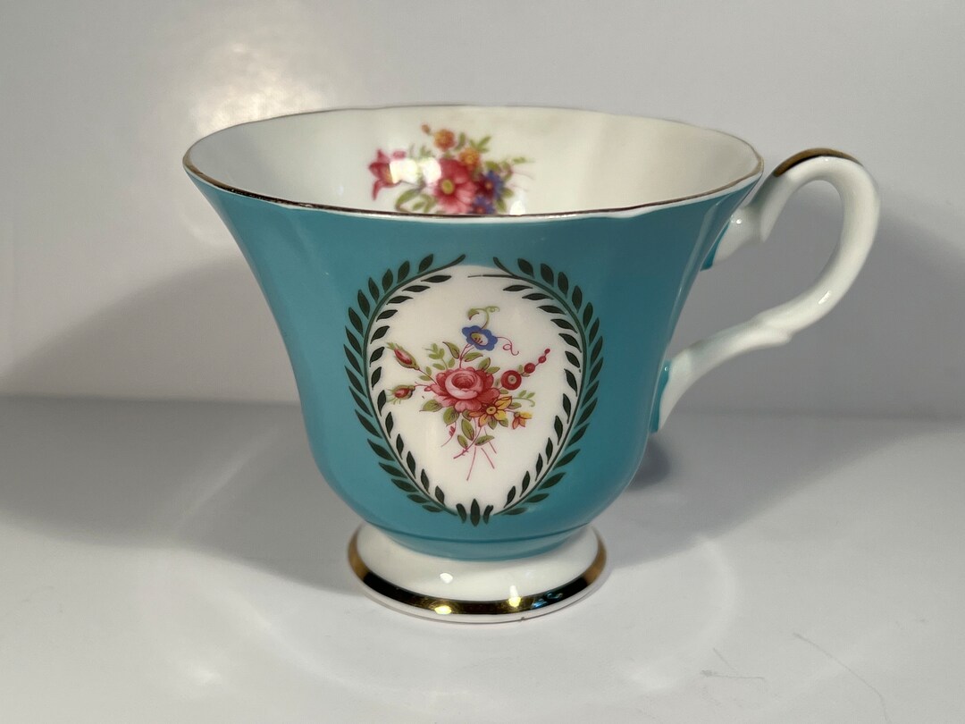 Susie Cooper Teal Coloured Tea Cup With Flowers - Susan Vera Cooper ...