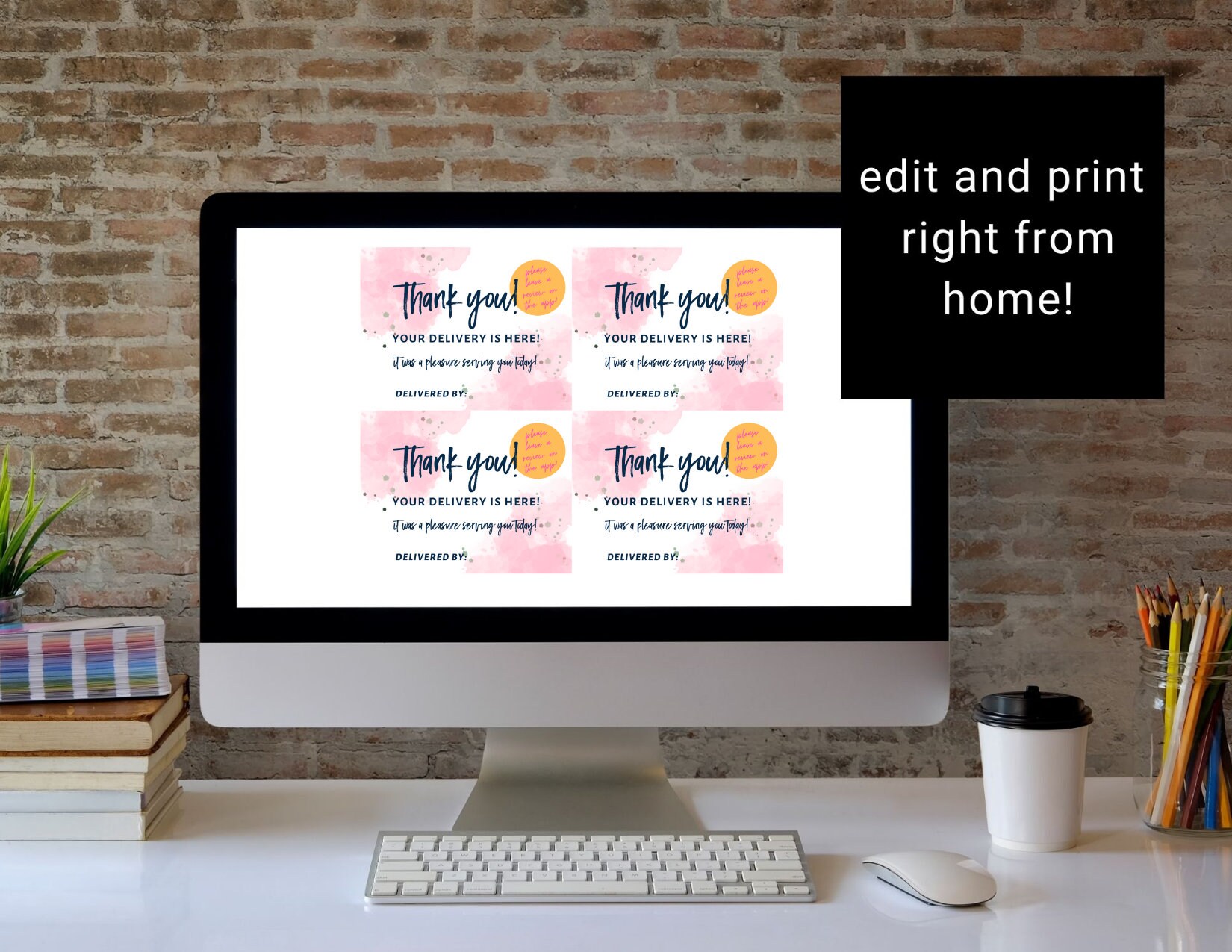 Delivery Driver Thank You Card, Note, Instant Download, Digital