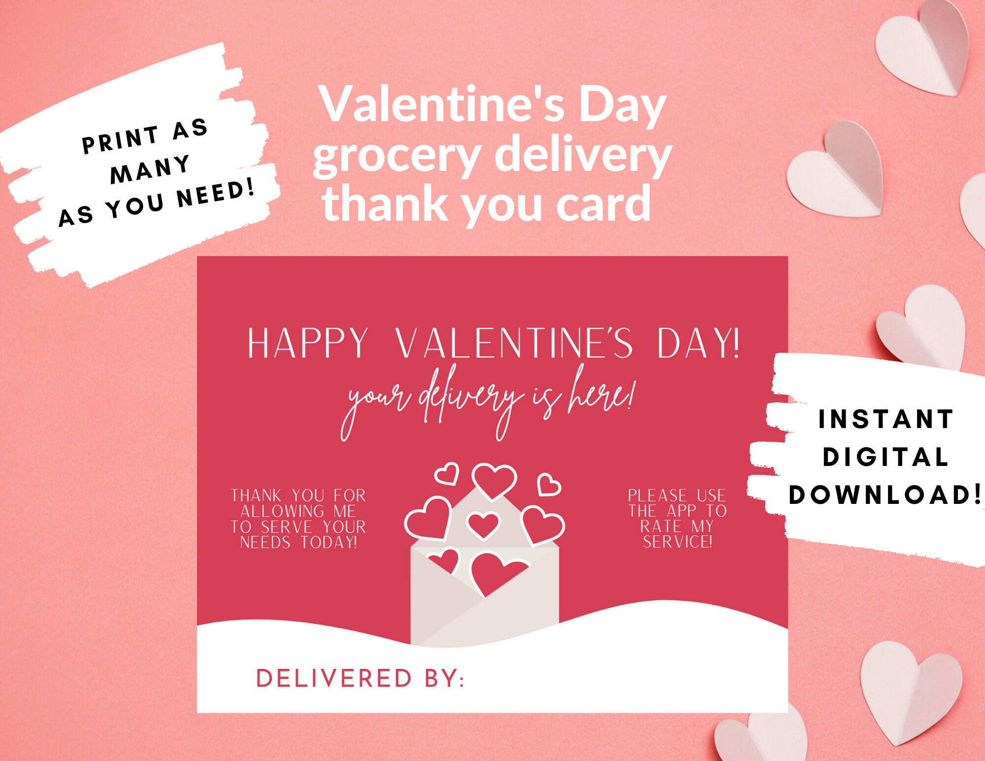 Grocery Delivery Valentine Thank You Card Postcard Note - Etsy