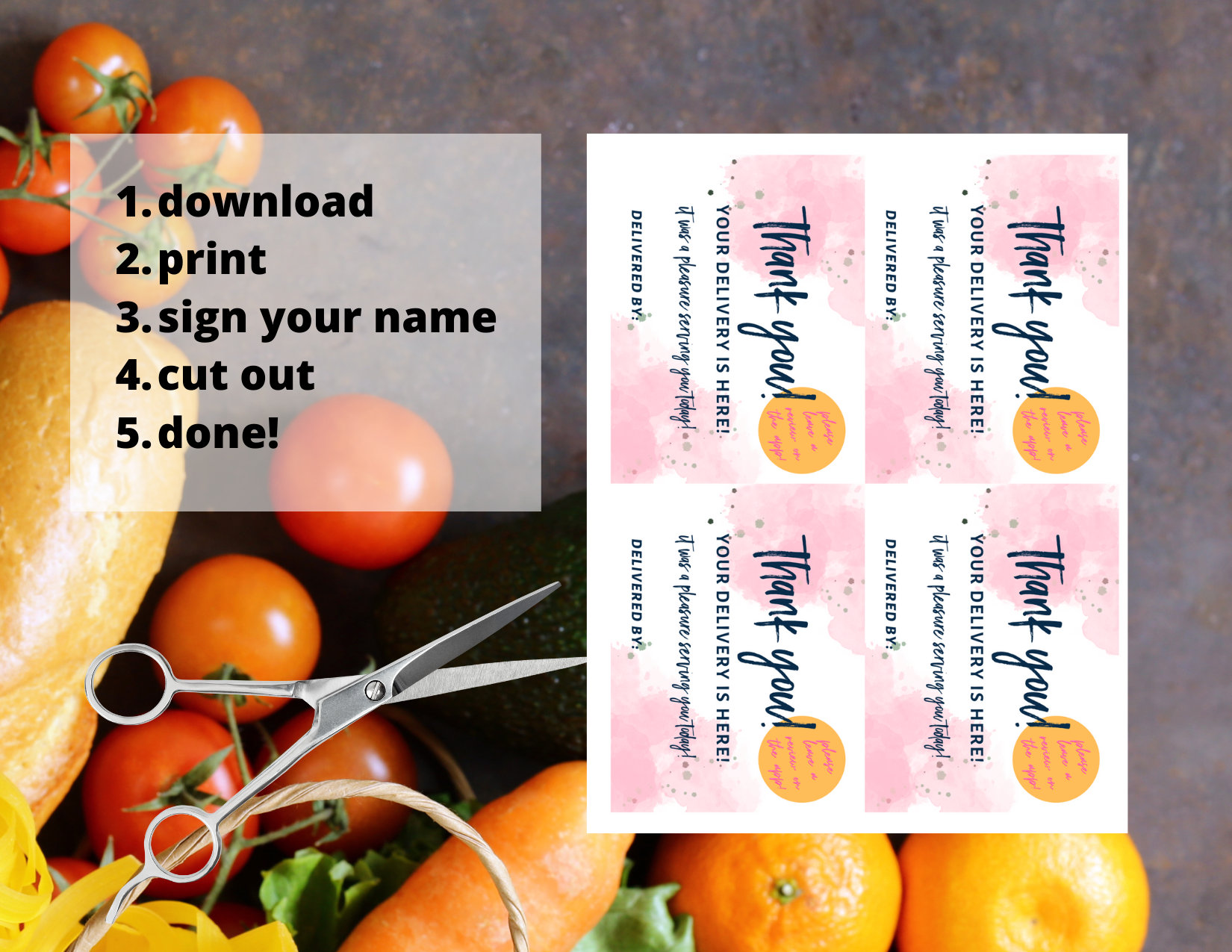 Delivery Driver Thank You Card, Note, Instant Download, Digital