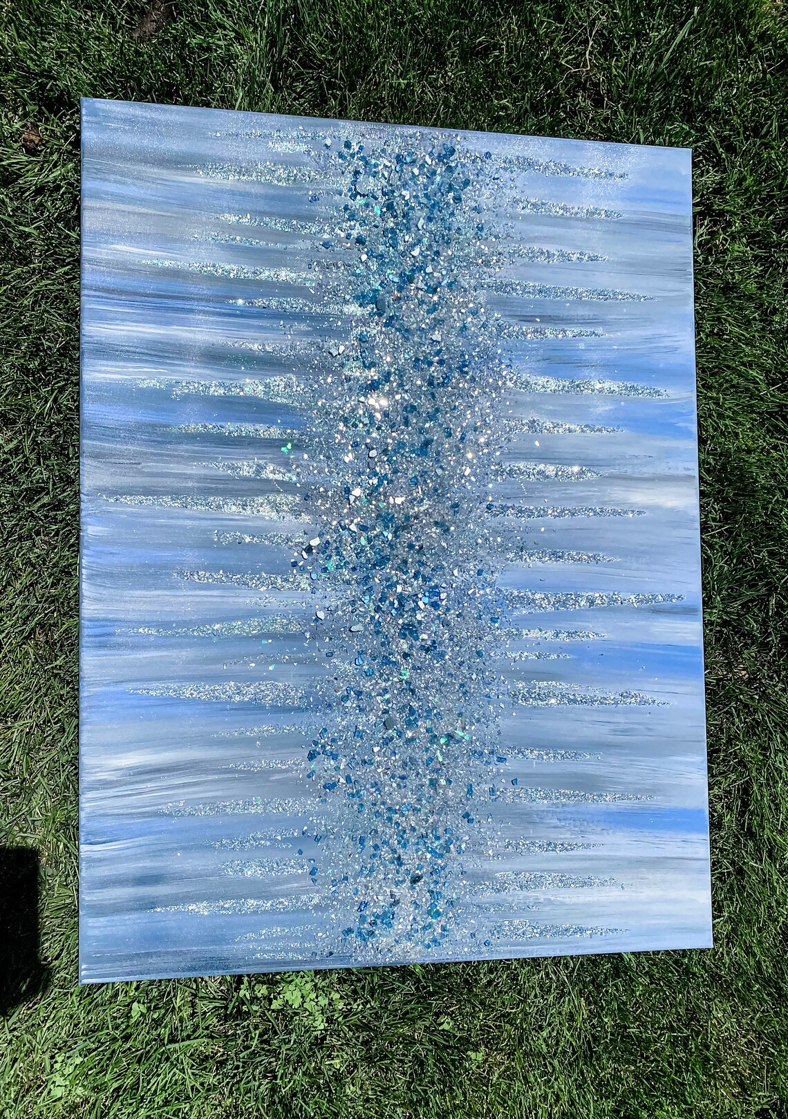 Handcrafted Crushed Glass Glitter Canvas Art. Etsy