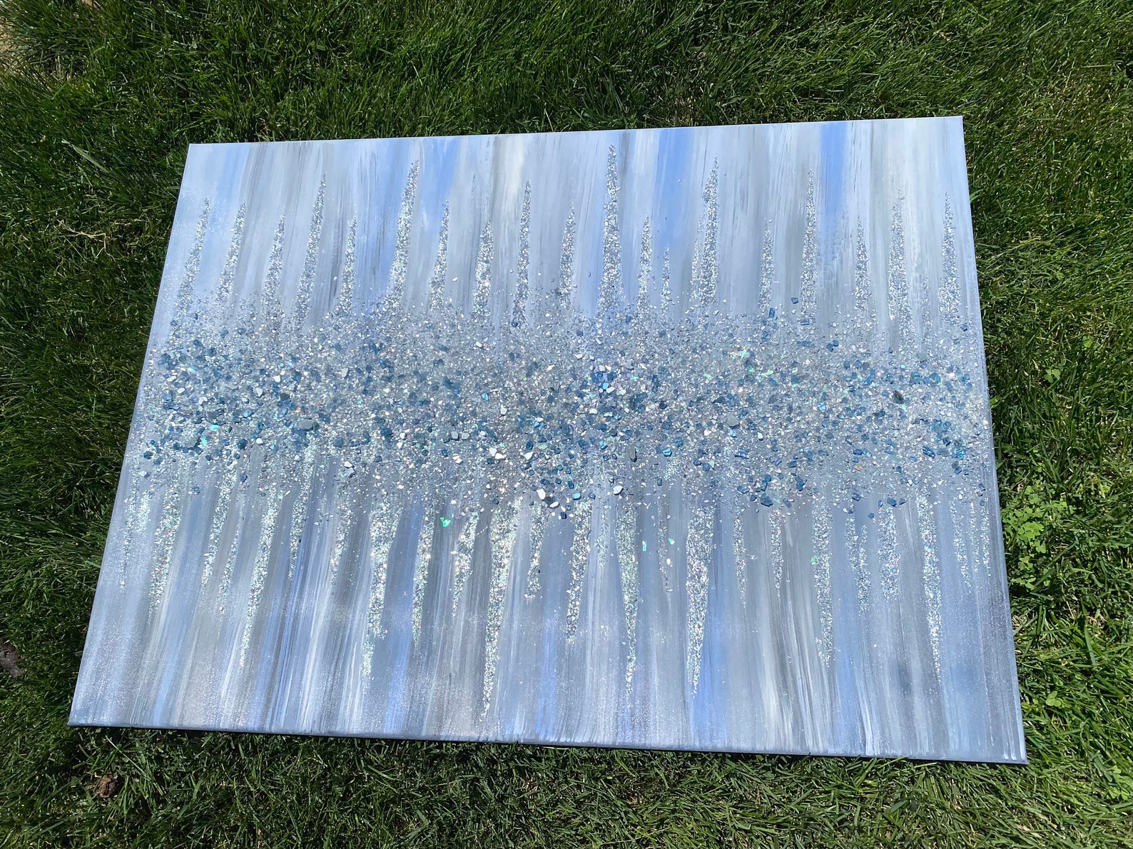 Handcrafted crushed glass glitter canvas art. Etsy