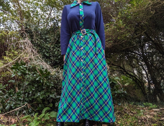 Vintage 1970s Spinney navy blue and emerald green… - image 6